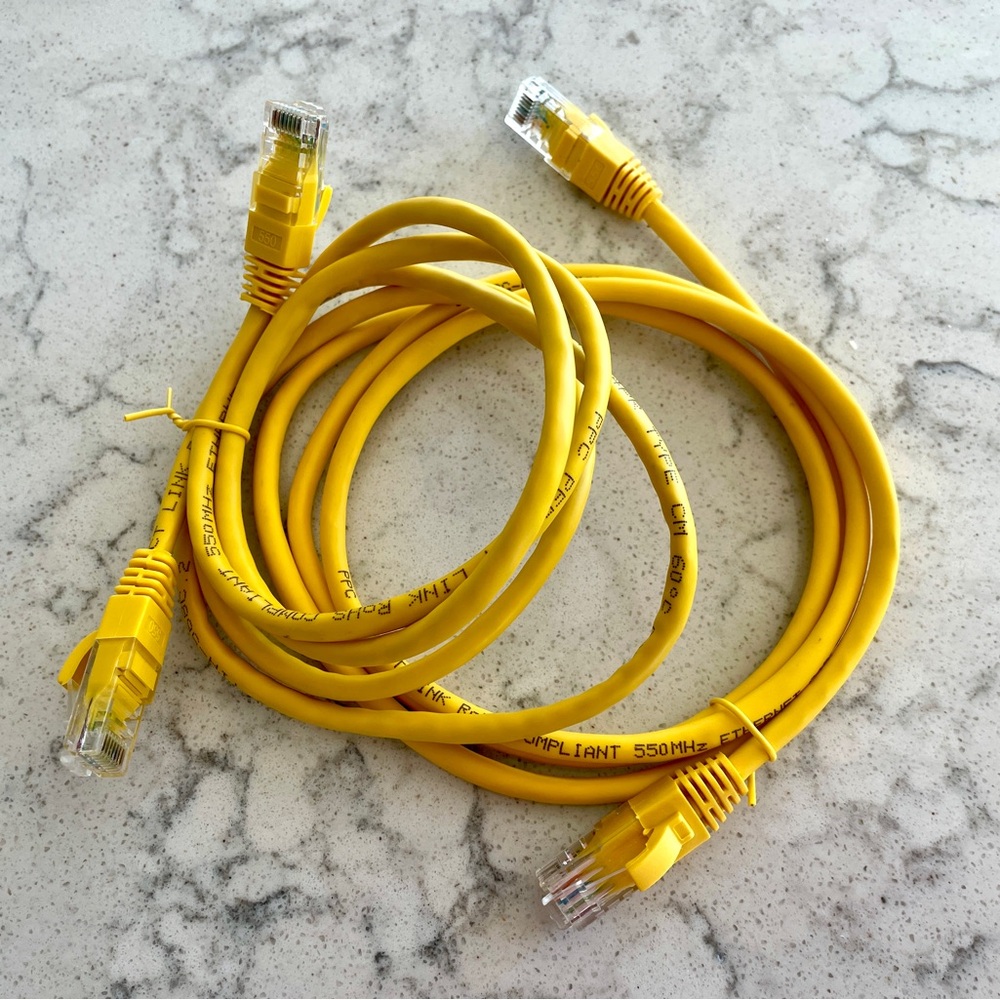 Yellow Ethernet Cable sold as a set of 2